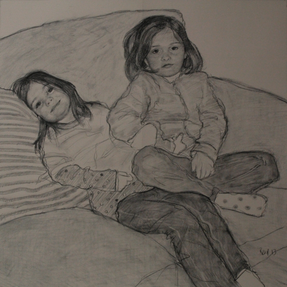 Amy and Megan charcoal